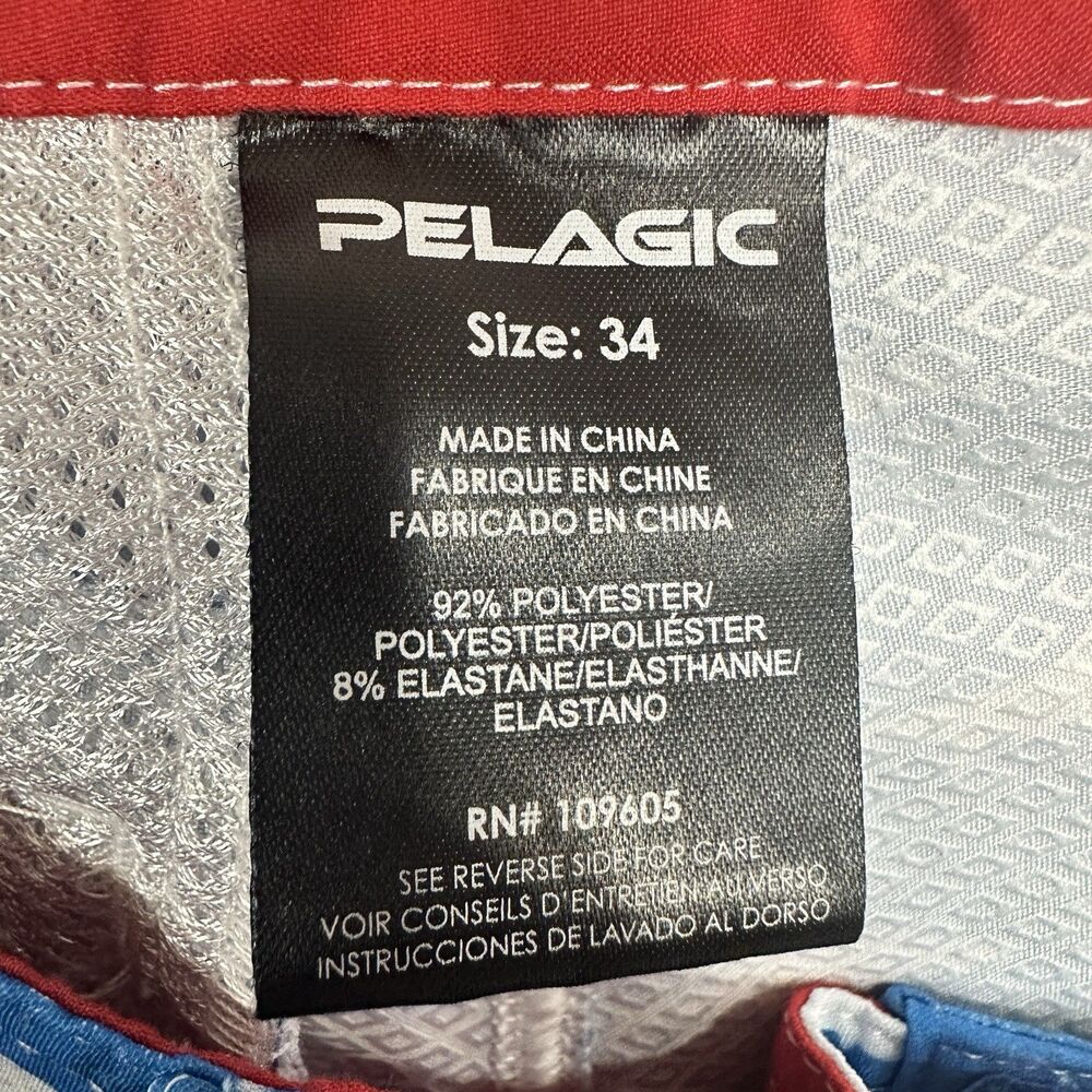 Pelagic Sharkskin Cargo Board Shorts Mens 34 Red White Blue USA Flag Beach 12" - Picture 11 of 12